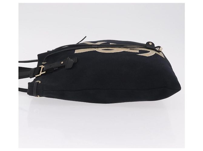 Autre Marque Saint Laurent Kahala Tote Bag Canvas Navy Gold Auth BA16414 Golden Marineblau - Ansicht 5