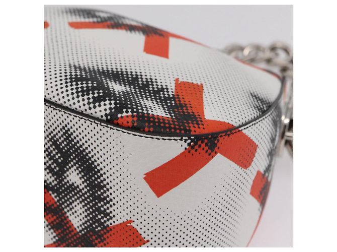 PRADA Chain Shoulder Bag Leather White Silver Auth 207574M - view 11