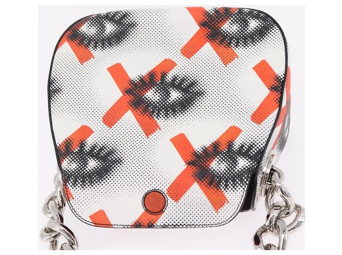 PRADA Chain Shoulder Bag Leather White Silver Auth 207574M - view 15