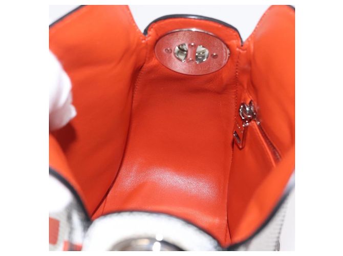 PRADA Chain Shoulder Bag Leather White Silver Auth 207574M - view 19