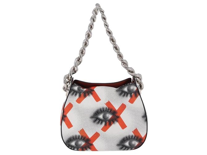 PRADA Chain Shoulder Bag Leather White Silver Auth 207574M - view 2