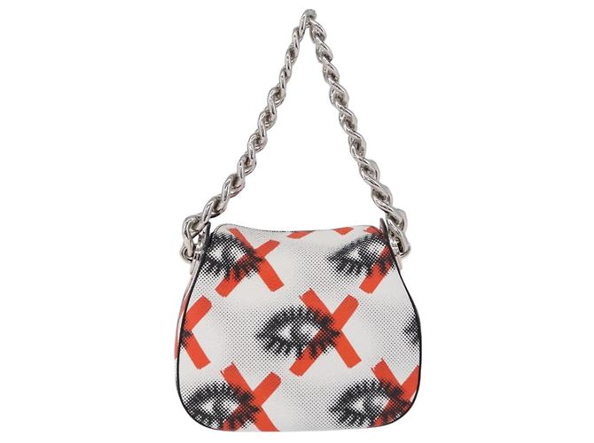 PRADA Chain Shoulder Bag Leather White Silver Auth 207574M - view 3