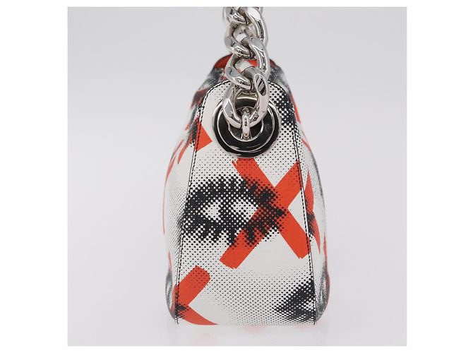 PRADA Chain Shoulder Bag Leather White Silver Auth 207574M - view 4