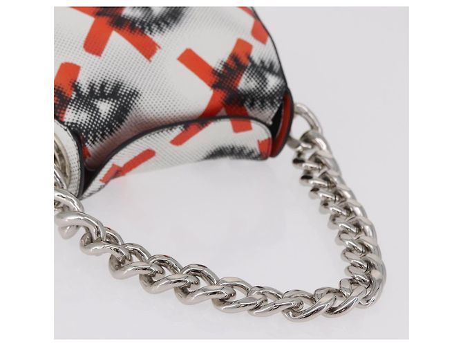 PRADA Chain Shoulder Bag Leather White Silver Auth 207574M - view 7