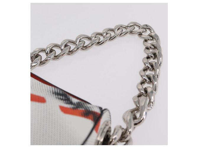 PRADA Chain Shoulder Bag Leather White Silver Auth 207574M - view 8