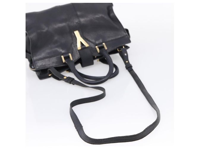 Autre Marque Saint Laurent Cavass Chic Mini Bag Leather 2way Black Gold 370699 Auth bs37674 Nero D'oro - vista 10