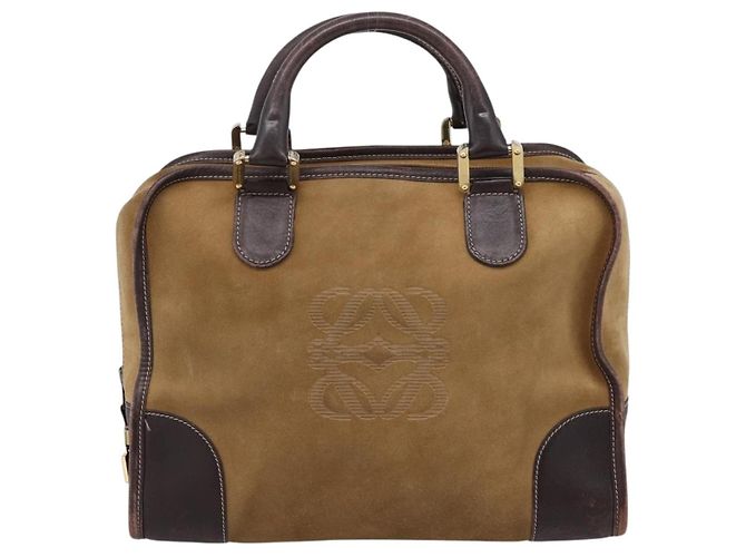Borsa a mano LOEWE Amazona Suede Beige Gold Auth ka6550 D'oro - vista 13