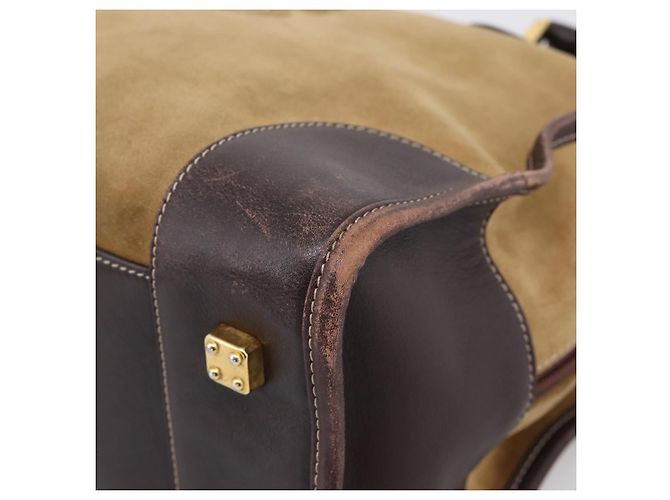 Borsa a mano LOEWE Amazona Suede Beige Gold Auth ka6550 D'oro - vista 15