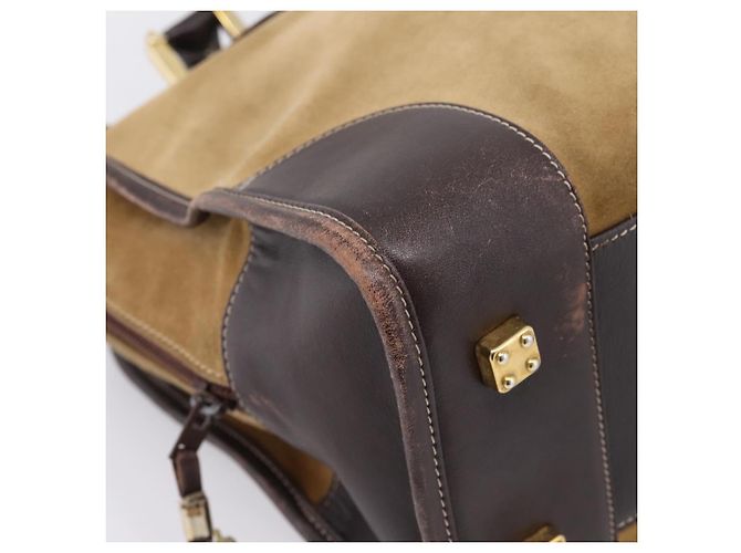 Borsa a mano LOEWE Amazona Suede Beige Gold Auth ka6550 D'oro - vista 16