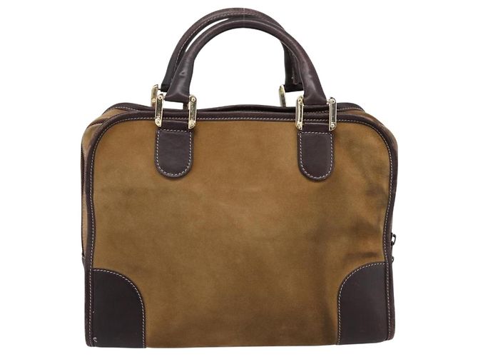 Borsa a mano LOEWE Amazona Suede Beige Gold Auth ka6550 D'oro - vista 2