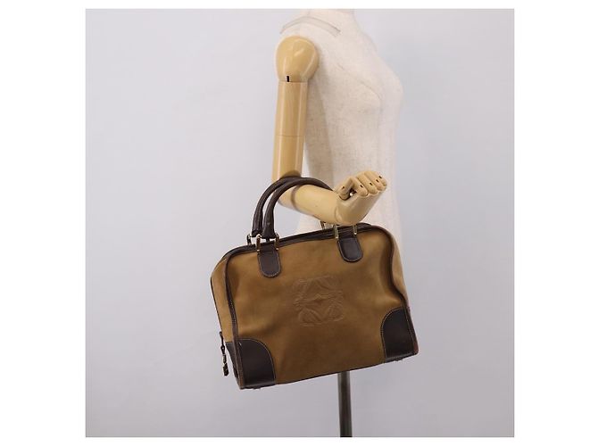 Borsa a mano LOEWE Amazona Suede Beige Gold Auth ka6550 D'oro - vista 23