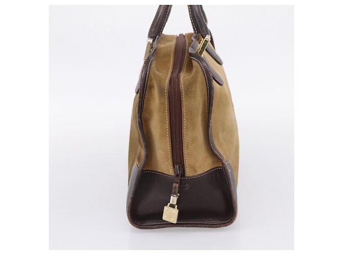 Borsa a mano LOEWE Amazona Suede Beige Gold Auth ka6550 D'oro - vista 3