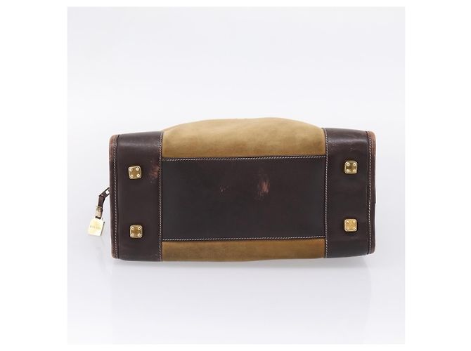Borsa a mano LOEWE Amazona Suede Beige Gold Auth ka6550 D'oro - vista 5