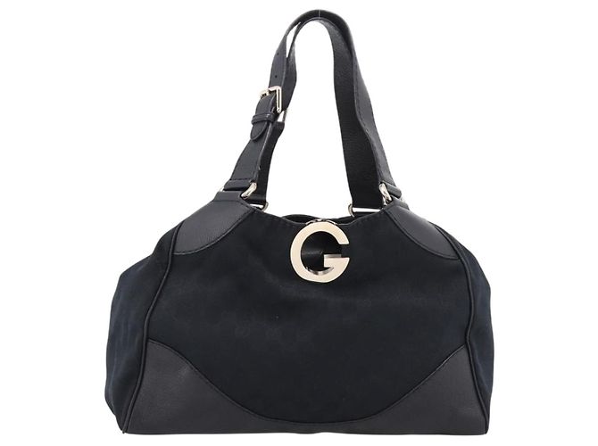 GUCCI GG Canvas Tote Bag Schwarz Gold 223972 Auth BA15960V - Ansicht 2