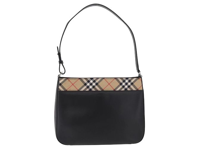 Borsa a Tracolla BURBERRY Pelle Nero Argento Auth 207869A - vista 2