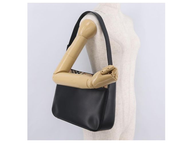Borsa a Tracolla BURBERRY Pelle Nero Argento Auth 207869A - vista 24
