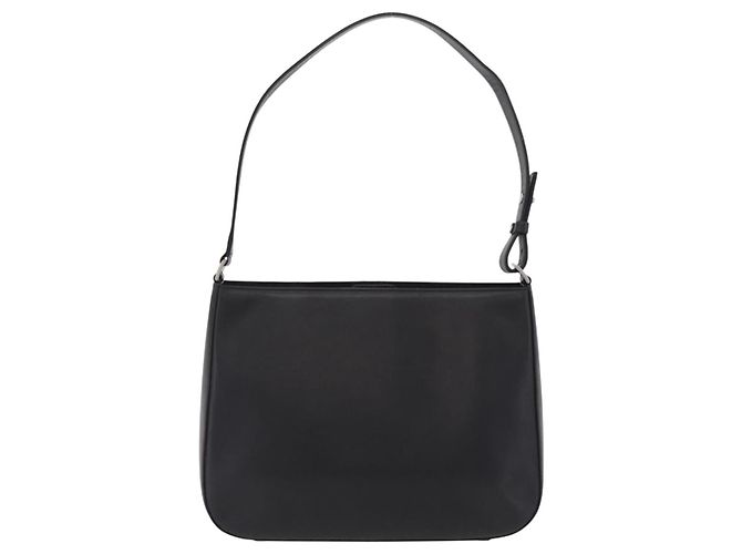 Borsa a Tracolla BURBERRY Pelle Nero Argento Auth 207869A - vista 3