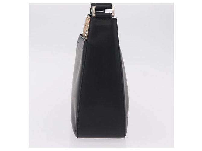 Borsa a Tracolla BURBERRY Pelle Nero Argento Auth 207869A - vista 4