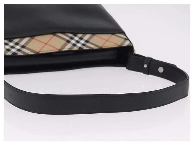 Borsa a Tracolla BURBERRY Pelle Nero Argento Auth 207869A - vista 8