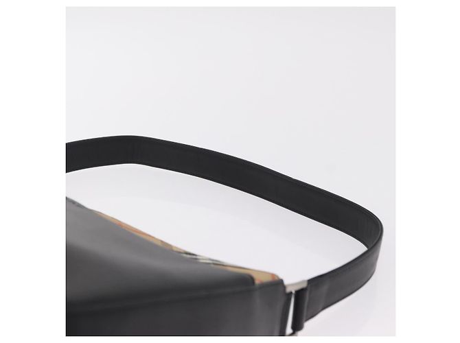 Borsa a Tracolla BURBERRY Pelle Nero Argento Auth 207869A - vista 9