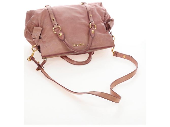 Borsa a mano Miu Miu in pelle 2way Pink Gold Auth 167669M Rosa D'oro - vista 10