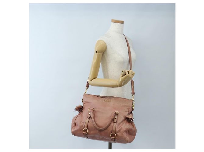 Borsa a mano Miu Miu in pelle 2way Pink Gold Auth 167669M Rosa D'oro - vista 28