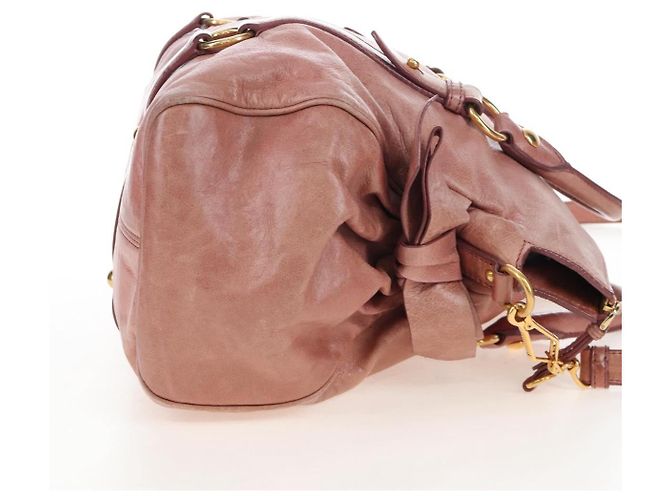 Borsa a mano Miu Miu in pelle 2way Pink Gold Auth 167669M Rosa D'oro - vista 6