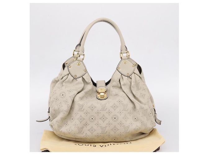 LOUIS VUITTON Monogram Punching Mahina Neo L Bag Leather M94280 LV Auth 208725V White - view 12