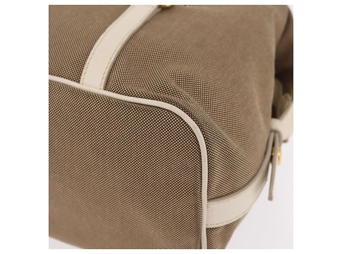 PRADA Jacquard Tote Bag Canvas Brown Gold Tone Auth 208073V Braun - Ansicht 13