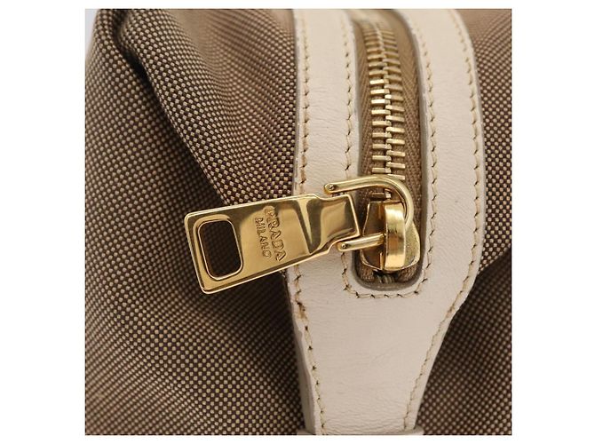 PRADA Jacquard Tote Bag Canvas Brown Gold Tone Auth 208073V Braun - Ansicht 16