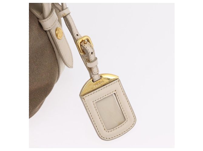 PRADA Jacquard Tote Bag Canvas Brown Gold Tone Auth 208073V Braun - Ansicht 18