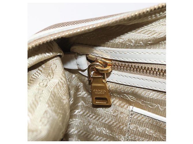 PRADA Jacquard Tote Bag Canvas Brown Gold Tone Auth 208073V Braun - Ansicht 24