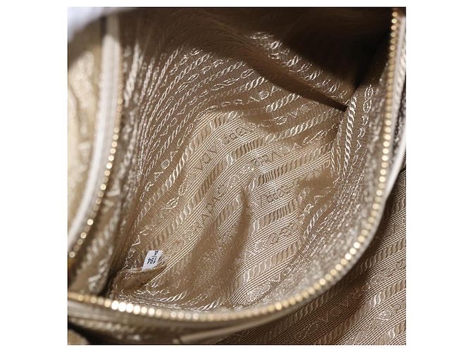 PRADA Jacquard Tote Bag Canvas Brown Gold Tone Auth 208073V Braun - Ansicht 25