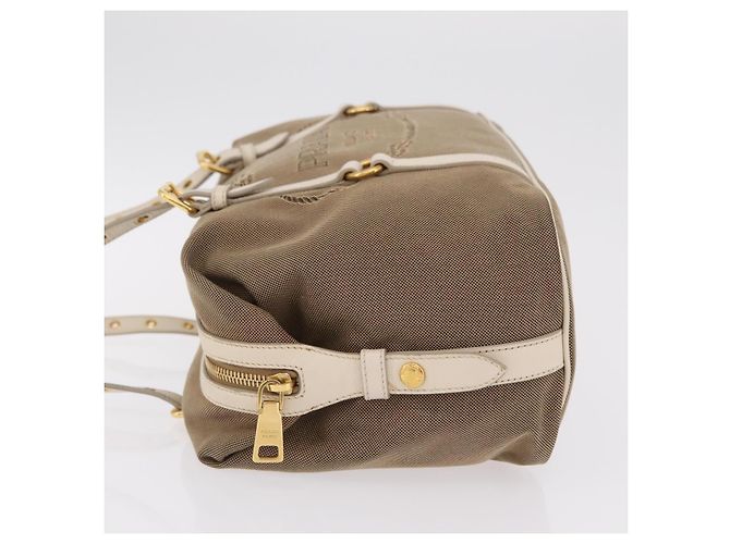 PRADA Jacquard Tote Bag Canvas Brown Gold Tone Auth 208073V Braun - Ansicht 5