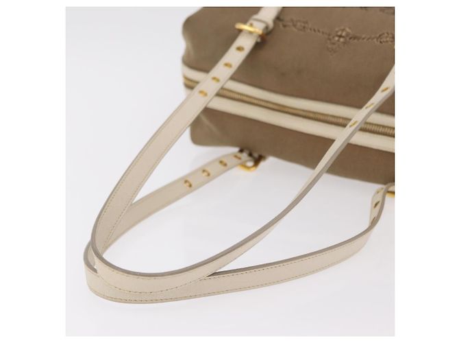 PRADA Jacquard Tote Bag Canvas Brown Gold Tone Auth 208073V Braun - Ansicht 8
