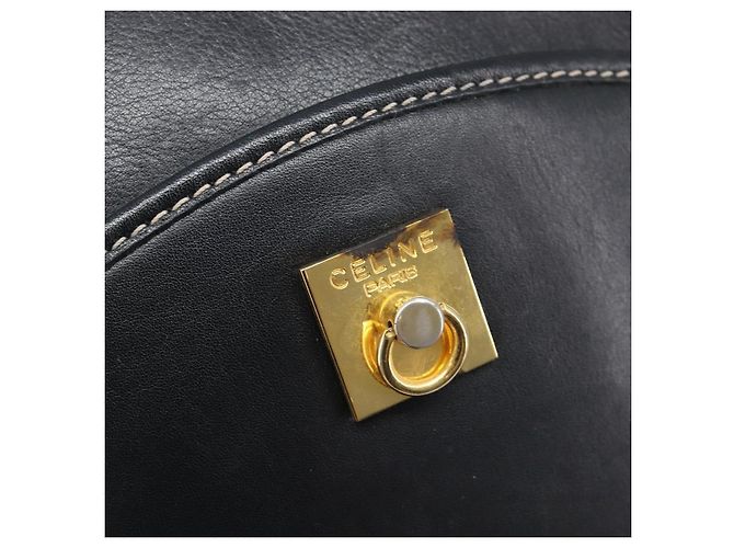 Céline Borsa a tracolla CELINE in pelle nera e oro Auth ka6592 Nero D'oro - vista 15