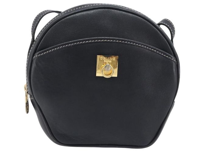 Céline Borsa a tracolla CELINE in pelle nera e oro Auth ka6592 Nero D'oro - vista 2