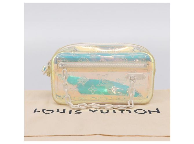 Borsa LOUIS VUITTON Monogram Prism Pochette Volga Silver M55261 LV Auth ka6566V Argento - vista 12