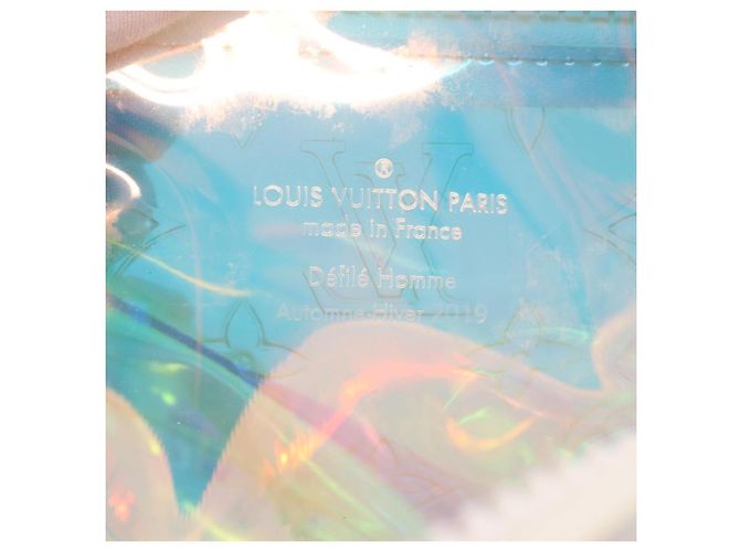 Borsa LOUIS VUITTON Monogram Prism Pochette Volga Silver M55261 LV Auth ka6566V Argento - vista 23