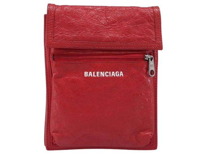 Borsa a tracolla Balenciaga Explorer in pelle rossa 532298 Auth ka6586A Rosso - vista 2