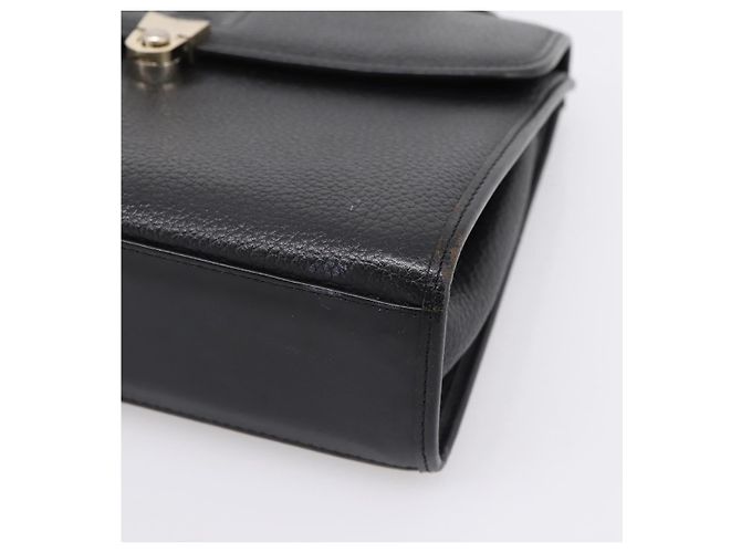 Bolso de mano Burberrys de cuero negro plata Auth 208848 - vista 10