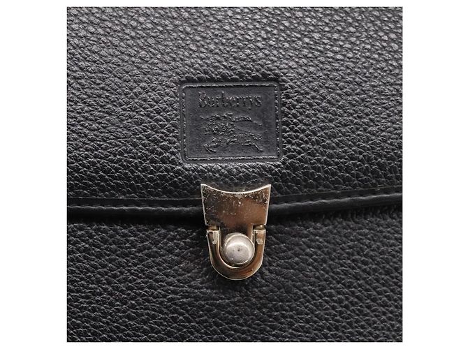 Bolso de mano Burberrys de cuero negro plata Auth 208848 - vista 14