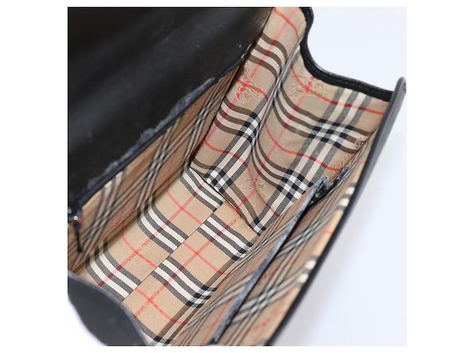 Bolso de mano Burberrys de cuero negro plata Auth 208848 - vista 17