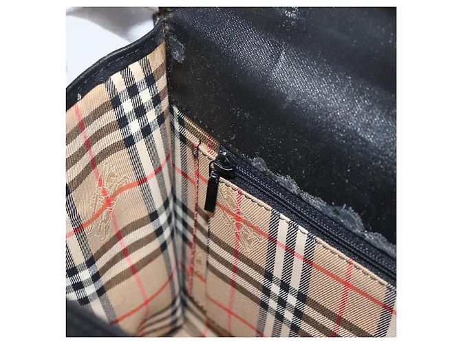 Bolso de mano Burberrys de cuero negro plata Auth 208848 - vista 19