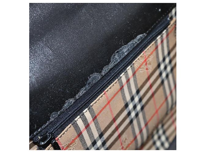 Bolso de mano Burberrys de cuero negro plata Auth 208848 - vista 20