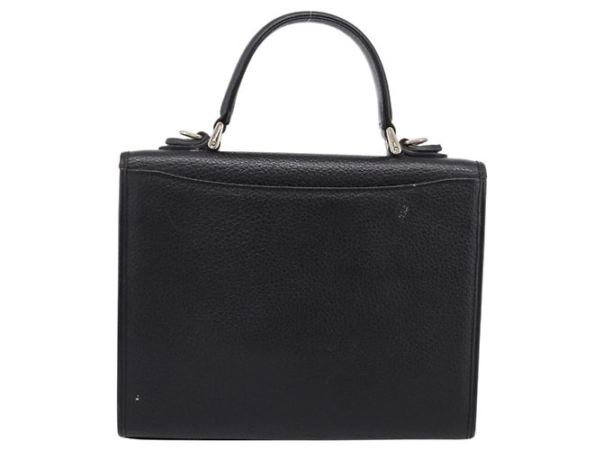 Bolso de mano Burberrys de cuero negro plata Auth 208848 - vista 3