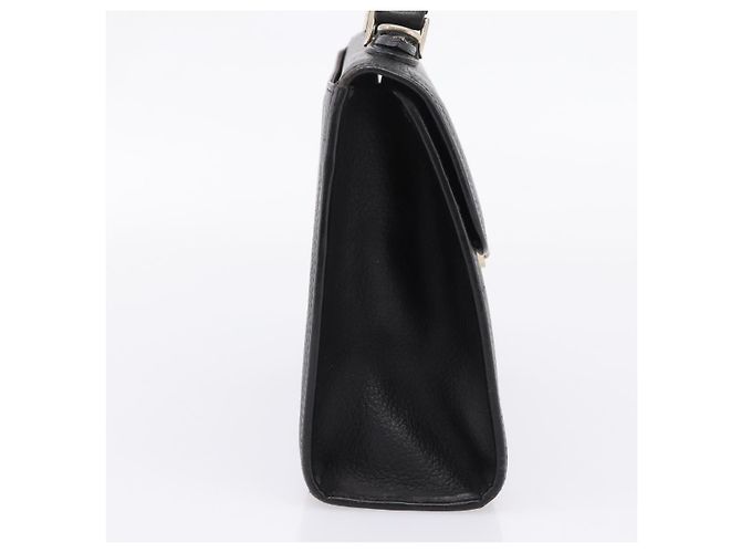 Bolso de mano Burberrys de cuero negro plata Auth 208848 - vista 4