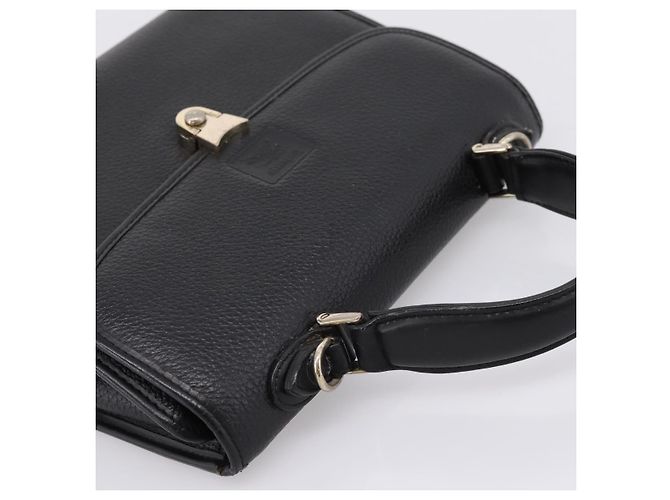 Bolso de mano Burberrys de cuero negro plata Auth 208848 - vista 6
