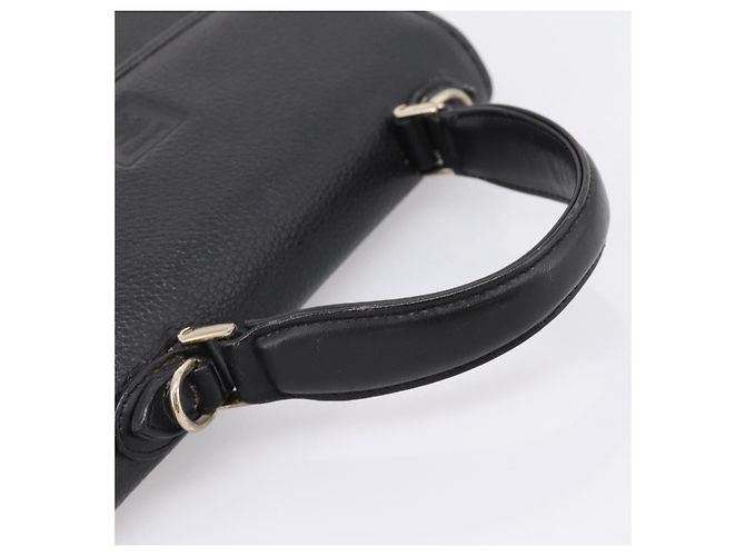 Bolso de mano Burberrys de cuero negro plata Auth 208848 - vista 7