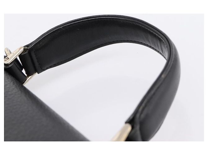 Bolso de mano Burberrys de cuero negro plata Auth 208848 - vista 8